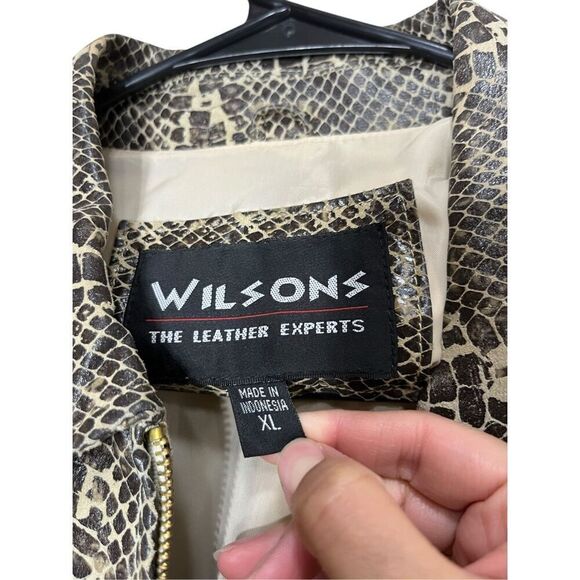 Vintage Wilsons 100% Leather Snake Print Jacket Size XL - Picture 8 of 11